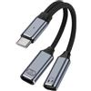 SinLoon Adattatore per jack per cuffie USB C, audio 2 in 1 di tipo C e cavo per cuffie a ricarica rapida 100 W, cavo adattatore audio aggiuntivo 2 in 1 USB-C, con trasferimento dati per laptop,