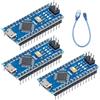 Binghe Microcontrollore Scheda di sviluppo Binghe 3 Pezzi Microcontrollore Schede Madri con CH340 Chip 5V 16MHz MICRO Interfaccia versione saldata con Cavo USB compatibile con Arduino