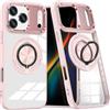 Kainevy Cover per iPhone 17 Pro Max Trasparente Magnetica con Anello Supporto Compatibile con MagSafe, per Donna Uomo Rigida Custodia per iPhone 17 Pro Max Cover Antiurto Militare Sottile (Rosa)