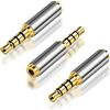 HATMINI Adattatore maschio da 2,5 mm a 3,5 mm femmina Confezione da 3 jack stereo placcato oro Convertitore di connettori completamente in metallo per smartphone, cuffie, microfono, tablet (3.5M)