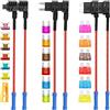 Aiqeer 6 Pezzi 12V / 24V Add-a-Circuit Portafusibili Set, Adattatore Fusibili Auto con 16 AWG Cavo, 0 18 Pezzi Fusibili a Lama e Estrattore di Fusibili (Terminale a Crimpare)