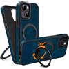 COODIO Cover in Pelle con Supporto Girevole di 360° per iPhone 15 6,1 Pollici, Custodia Magnetica Compatibile con MagSafe, Cover Sottile e Creativa, Blu Reale