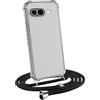 MyGadget Cover per Google Pixel 9A - Custodia con Corda - Case con Cordino Trasparente Antiurto con Laccio | Tracolla - Practical Stylish - Nero