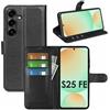 betterfon Custodia compatibile con Samsung Galaxy S25 FE | Custodia a portafoglio in TPU di alta qualità con scomparti per carte di credito, chiusura magnetica, funzione leggio | nero