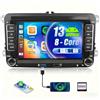 CAMECHO 8 Core 4+64G Android 13 Autoradio per VW Golf 5 6 Touran Polo Touran con CarPlay/Android Auto/DSP, 7 HD Schermo Navigatore GPS WiFi Bluetooth USB FM RDS Radio Mirror Link+32 band EQ