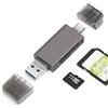 BORLTER CLAMP Lettore di Schede di Memoria SD/Micro SD, BorlterClamp 3 in 1 Memory Card Reader con Adattatore USB C/Micro-USB Compatibile con Computer, MacBook, Smartphone e Altri (Grigio Scuro)