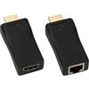 IXTRIMA Extender passivo HDMI a RJ45 adattatore prolunga, Estensore di Rete Cat 5e/6, 1080p, Portata 30m, Nero
