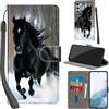 PHINIENLAND Cover per Samsung Galaxy S23 custodia portafoglio Cavallo nero | 3 scomparti carte, 1 tasca banconote, Chiusura magnetica, Supporto, Pelle PU flip cover per Samsung S23