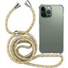 MyGadget Cover per iPhone 14 Pro Max - Custodia con Corda - Case con Cordino Trasparente Antiurto con Laccio | Tracolla - Practical Stylish - Giallo Viola