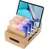 Buachois Stazione di Ricarica in Legno,19x12x9 cm Organizzatore di Docking Station da Tavolo,Supporto Universale Docking Station Usb Multi-Charger Organizer Compatibile con Telefono, Tablet, Orologio