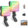 Zeadio Luci video RGB, luce portatile per selfie con clip, 102 perline a LED con 3 supporti a slitta fredda CRI 95+/20 modalità scena/3000K-7000K, confezione da 2