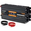 Yinleader Invertitore 12 V 230 V 2000 W con display LCD DC 12 V a 230 V AC potenza di picco inverter con 2 prese UE e porta USB per auto, campeggio, camion/4000 W
