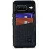 Dockem Custodia per Carte per Google Pixel 8 con 2 Scomparti Porta Carte di Credito, Scocca in TPU con Portafoglio in Ecopelle Stile Tela Cucita: Luxe N2T [Nero]