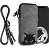 kwmobile Custodia in Feltro con Zip per Smartphone - Portacellulare a Tracolla - Porta Cellulare da Collo Universale - Cover Borsa Telefono -