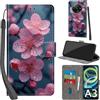 PHINIENLAND Cover per Xiaomi Redmi A3 / A3x custodia portafoglio Fiori | 3 scomparti carte, 1 tasca banconote, Chiusura magnetica, Supporto, Pelle PU flip cover per Redmi A3 / A3x