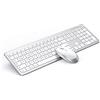 Seenda, set di mouse wireless wireless con tastiera ricaricabile (dimensione compatta), ultra sottile, silenziosa, ecc, bianco e argento