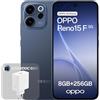 OPPO Reno15 F 5G Smartphone Sbloccato, 8+256GB, Fotocamera Grandangolare 50MP FOV 100°, Display 6.57 120Hz, AI Portrait Glow, Batteria 6500mAh, IP69, Twilight Blue (Include Caricatore 80W SUPERVOOC)