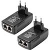 GBKDQQ PoE Injector 48 V 0,5 A spina europea: 2 adattatori Gigabit Ethernet per telecamere IP, telefoni VoIP, punti di accesso wireless, PoE passivo, Plug & Play, portata fino a 100 m