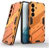 ESTH® Custodia per Samsung Galaxy S24 con Supporto [Compatibile con Supporto Magnetico per Auto] Cover Paraurti PC + TPU, Arancia