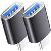 pluX Adattatore da USB a USB C (confezione da 2), convertitore da USB tipo C maschio a USB A 3.1 femmina, adattatore OTG da Thunderbolt 3 a USB femmina per MacBook, Samsung e altri dispositivi di tipo C