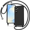 Keteen Cover per Samsung Galaxy S25 FE con Collana Custodia con Cordino TPU Corda Silicone Bumper Regolabile Staccabile Shock Absorption Antiscivolo Protettiva Custodia per Samsung S25 FE, Nero