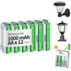 Granicell Batterie AA ricaricabili, 12 pezzi, 1,2 V, NI-MH, 1000 mAh, batterie precaricate doppie, ad alta capacità, ideali per luci solari, catene luminose ed elettrodomestici