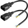 CERRXIAN 2PCS 1FT IEC 320 C14 maschio 3 pin con cablaggio aperto spelato, sostituzione per impieghi gravosi C14 al cavo di alimentazione a filo nudo, cavo aperto a treccia