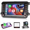 NHOPEEW 7 pollici 2 + 64G DAB/DAB+ autoradio per VW Passat b6 b7 Golf 5 6 Jetta T5 EOS POLO Touran Seat Sharan - Supporto Senza fili Carplay e Android Auto WiFi GPS FM RDS + Telecamera posteriore