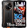 DOOGEE Fire 7 Rugged Smartphone,16GB+256GB/2TB,Batteria 13000mAh 18W 5G Android 15 Telefono Indistruttibile,6.6''HD+90Hz,64MP+16MP AI Fotocamere Cellulare Antiurto, IP68/NFC/OTG/3 slot (Arancione)