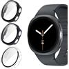 KUSINHOKA Cover per Samsung Galaxy Watch 8 44mm, [3 Pezzi] Custodia Protezione con Vetro Temperato, Schermo Protettiva Ultra Sottile HD Clear PC Rigida Cover, Nero + Blu + Trasparente
