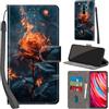 PHINIENLAND Cover per Xiaomi Redmi Note 8 Pro Case PU Pelle Custodia [Kickstand] [Chiusura magnetica] [Slot per Schede], Portafoglio Flip Custodia per Redmi Note 8 Pro,Fiamma