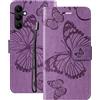 Laybomo Custodia per Samsung Galaxy A24, Cover per Samsung A24 Custodia in Pelle Portafoglio con Porta Carta di Credito, Morbido TPU Silicone Custodia per Samsung Galaxy A24, Viola