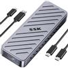 SSK NVMe SSD Enclosure, 20Gbps PCIE M.2 Enclosure SSD Case, NVMe a USB C 3.2GEN2X2, NVMe Adapter 2280/2260/2240/2230 Enclosure SSD Reader M-Key/B+M Key con indicatore LED Lega di alluminio