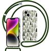 Foonary Natale Cover con Cordino per iPhone 14, Albero Christmas Custodia con Aesthetic Tree Xmas Motivo Winter Disegni Laccio Collana Tracolla, Silicone Necklace Corda Case per iPhone 14 6,1