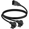 GELRHONR Cavo di alimentazione C14 a 2 x C5, connettore C14 a Dual 90 gradi C5 Y cavo adattatore splitter tipo 15 A/250 V 18 AWG Heavy Duty cavo di alimentazione per laptop, Smart TV, computer (Right