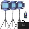 GVM Great Video Maker GVM 1500D - Luce video a LED RGB, con controllo app, 75W luce video a LED per fotografia, YouTube Studio, registrazioni video, trasmissione, conferenze, 1128 perline LED, luce da studio (3 confezioni)