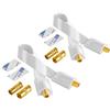 Poppstar - 2x 28cm Scorrimento finestra SAT (cavo coassiale molto piatto da 0,2 mm), connettore F 4x (2x sul connettore antenna IEC, 2x connettore), per finestre - porte, contatti dorati, bianco