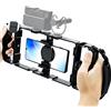 JJC [Multiuso] JJC - Supporto video universale per smartphone + kit di controllo remoto Bluetooth per iPhone 17 16 15 14 13 12 11 Pro Max Huawei Samsung Mobile Phone Video Stabilizzatore portatile riprese