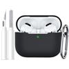 Easuny Compatibile con Custodia AirPods PRO 2, Antiurto Silicone Protettiva Cover Compatibile con Apple AirPods PRO 2nd 1st Generation Case, LED Visibile, con Moschettone&Kit di Pulizia - Nero