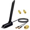 AQTAQ Antenna esterna AQTAQ WiFi 6E Tri-Band (2,4 GHz/5,8 GHz/6 GHz) - Connettore RP-SMA con base magnetica, ricambio per PC desktop, schede madri WiFi da gioco, schede WiFi Bluetooth e router wireless