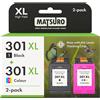 Matsuro 301 XL Multipack Cartuccia d'inchiostro Sostituzione per HP 301 XL con Chip Compatibile con HP Envy 4500 5530 5532 4502 4507 DeskJet 2540 2050 1050 OfficeJet 2620 2622 4630 46320