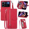 MOJIA Custodia Portafoglio per Doogee Note 56 / Note 56 Plus/Note 56 Pro, Pelle PU Flip Cover per Telefono con Guscio Interno in TPU, Multifunzione Porta Carte con Cinturino Polso. Rosso