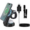 Suprbee Caricatore Wireless, 3 in 1 Stazione di Ricarica Magnetica, 15W Ricarica Rapida Charger Stand Compatibile con Apple Watch 2 3 4 5 6 7 8 9 10 SE und iPhone 16 15 14 13 12 Pro Max Xr Xs, Pieghevole