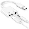 AOUZOVLI Adattatore e ricarica per cuffie 2 in 1, adattatore e ricarica USB C per iPhone 15, Samsung S Serie, iPad Pro e Pixel 7, adattatore jack per cuffie compatibile con 3,5 mm, per ascoltare musica in