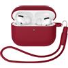 Mocarheri Custodia compatibile con AirPods Pro 3 (2025), custodia protettiva in silicone per AirPods Pro 3°, custodia morbida in silicone visibile a LED frontale, rosso vino