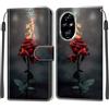KENHONER Cover Compatibile con Honor 200 Pro, Premium Pelle PU Portafoglio Flip Libro Custodia per Honor 200 Pro [Protezione Completa] - fiamma rosa