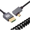 NFHK Cavo Micro HDMI 2.1 maschio a HDMI maschio 8K 60hz elasticizzato cavo a spirale angolato a sinistra 90 gradi per HDTV fotocamera laptop monitor
