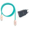 GROOVY Caricabatterie USB-A + USB-C 20W con Cavo Apple 1 Metro | Ricarica Rapida 3A, Silicone Liquido Colorato, Compatibile iPhone e iPad (ACQUA)