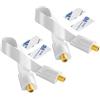 POPPSTAR 2x 28 cm Passacavo per finestra cavo SAT, spina F su entrambi i lati, contatti dorati, molto sottile (0,2mm), con 4 quadratini adesivi, bianco