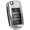 SFONIA Custodia per Chiave Auto per VW Golf Skoda Cover per chiave per sedile Cover per chiave auto in TPU a 3 pulsanti (Argento)